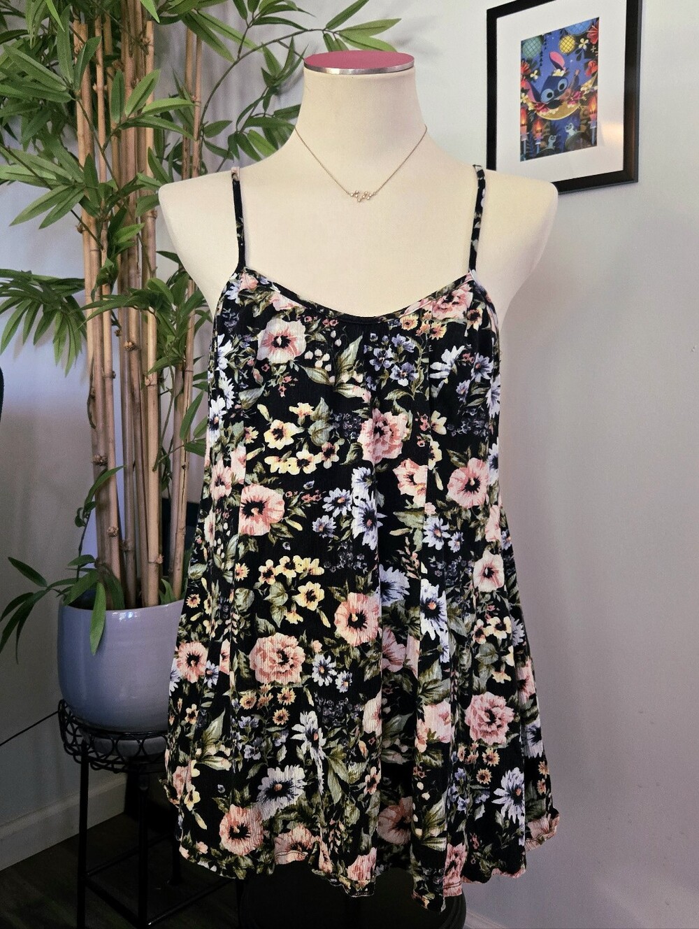 Floral Spaghetti Strap Swing Tank Top/Mini Dress XL Wild Fable